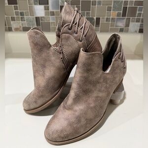 Very G Textured Brown Ankle Booties